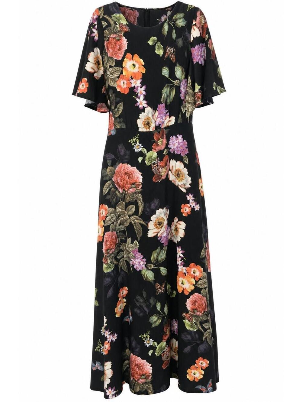 Alexia Admor Semi Sheer Women's Black Multicolor Floral Maxi Dress Sz L Vacation